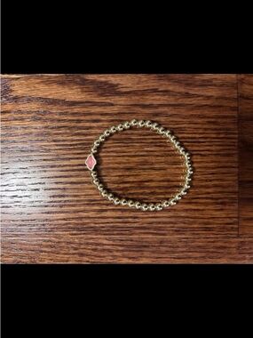 Kendra Scott Gold Beaded Stretch Bracelet with Pink Accent